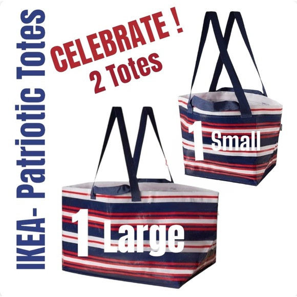 IKEA Bags Ikea Knorralg Set Of Two L 1 S Patriotic Red White Blue Shopping Bags Poshmark
